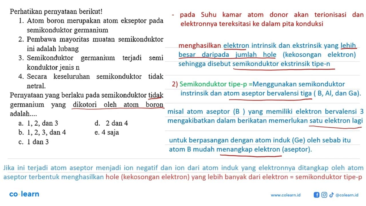 Perhatikan pernyataan berikut! 1. Atom boron merupakan atom