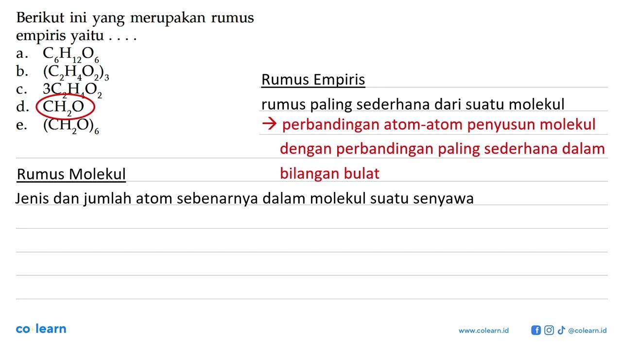 Berikut ini yang merupakan rumus empiris yaitu .... a.