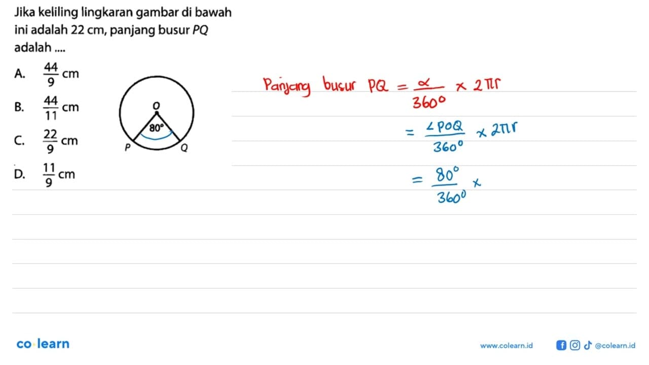 Jika keliling lingkaran gambar di bawah ini adalah 22 cm,