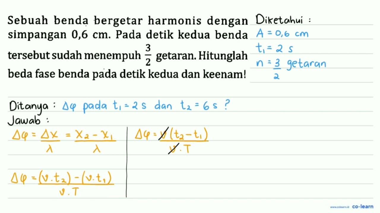 Sebuah benda bergetar harmonis dengan simpangan 0,6 cm .