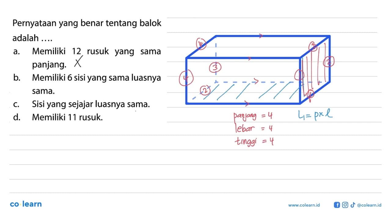 Pernyataan yang benar tentang balok adalah .....