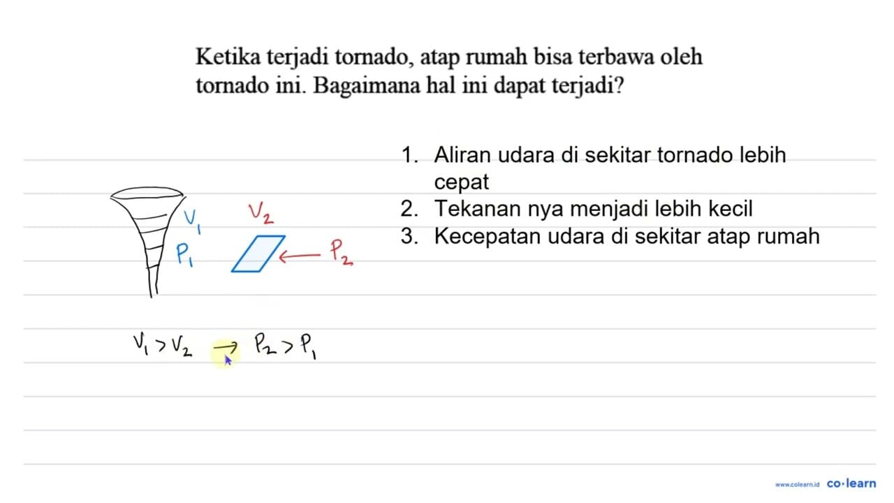 Ketika terjadi tornado, atap rumah bisa terbawa oleh