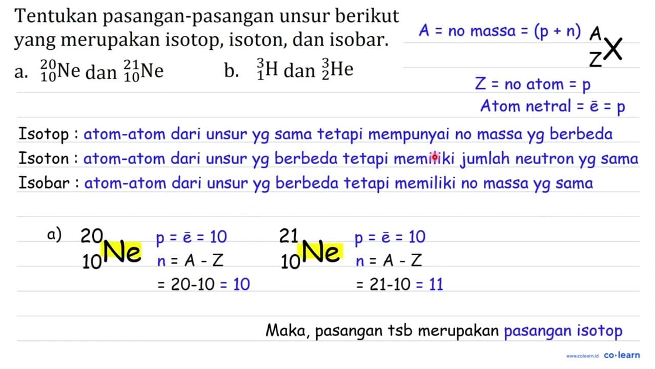Tentukan pasangan-pasangan unsur berikut yang merupakan