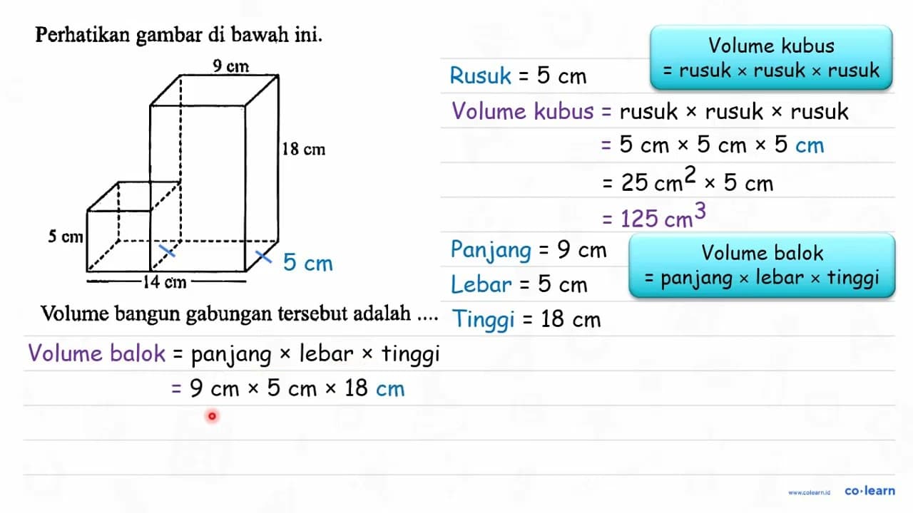 Perhatikan gambar di bawah ini. 9 cm 18 cm 5 cm 14 cm