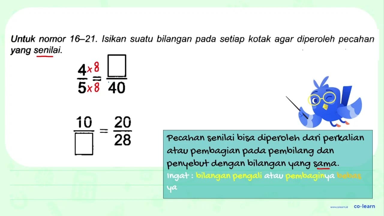 4/5=kotak/40 10/kotak=20/28