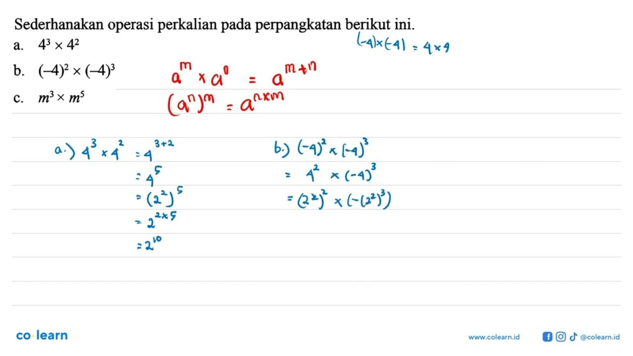 Sederhanakan operasi perkalian pada perpangkatan berikut