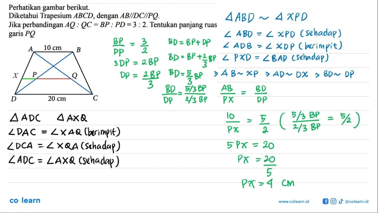 Perhatikan gambar berikut. Diketahui Trapesium ABCD, dengan