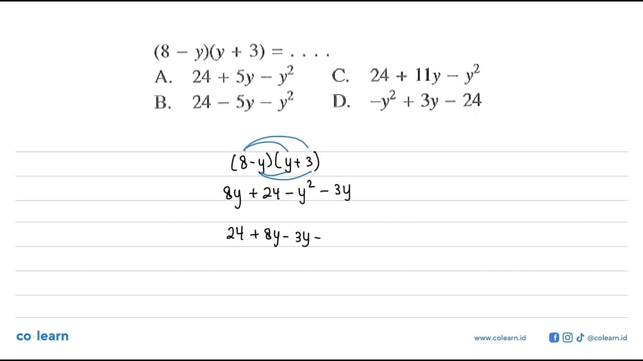 (8 - y)(y + 3) = . . . .