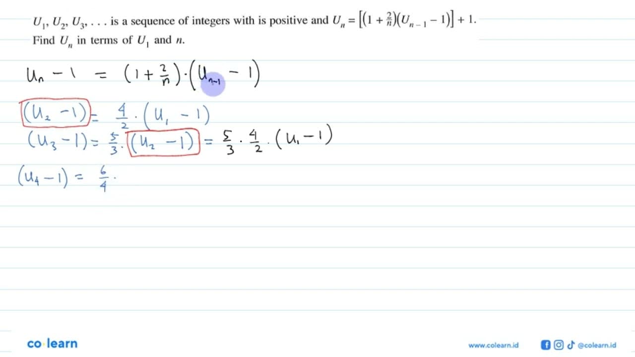 U1, U2, U3, ... is a sequence of integers with is positive