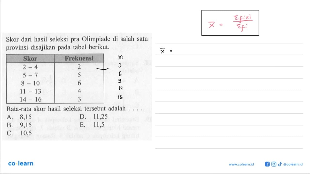 Skor dari hasil seleksi pra Olimpiade di salah satu