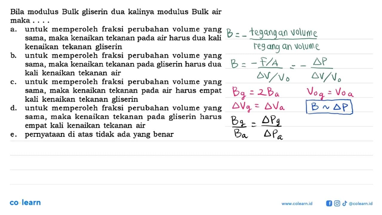 Bila modulus Bulk gliserin dua kalinya modulus Bulk air