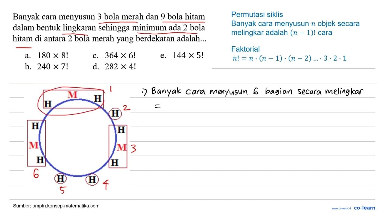 Banyak cara menyusun 3 bola merah dan 9 bola hitam dalam