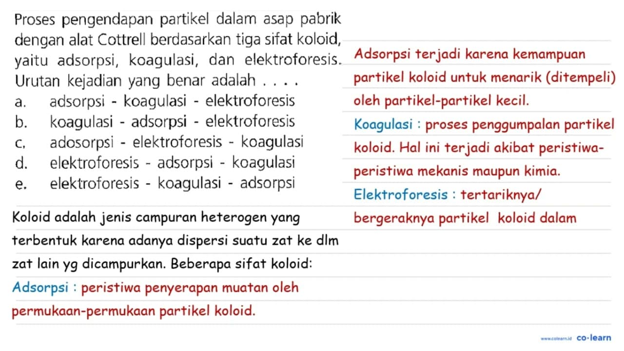 Proses pengendapan partikel dalam asap pabrik dengan alat