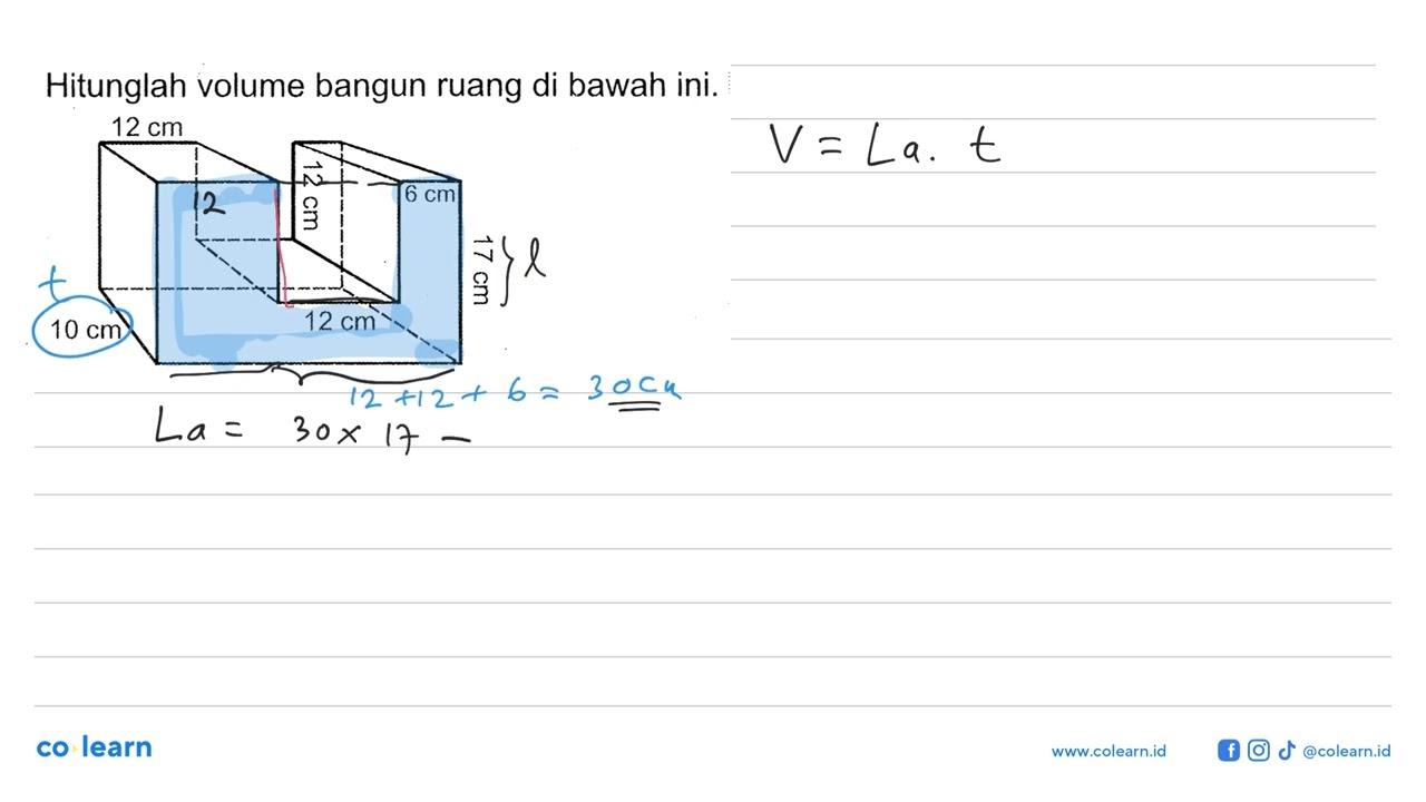 Hitunglah volume bangun ruang di bawah ini. 12 cm 12 cm 6