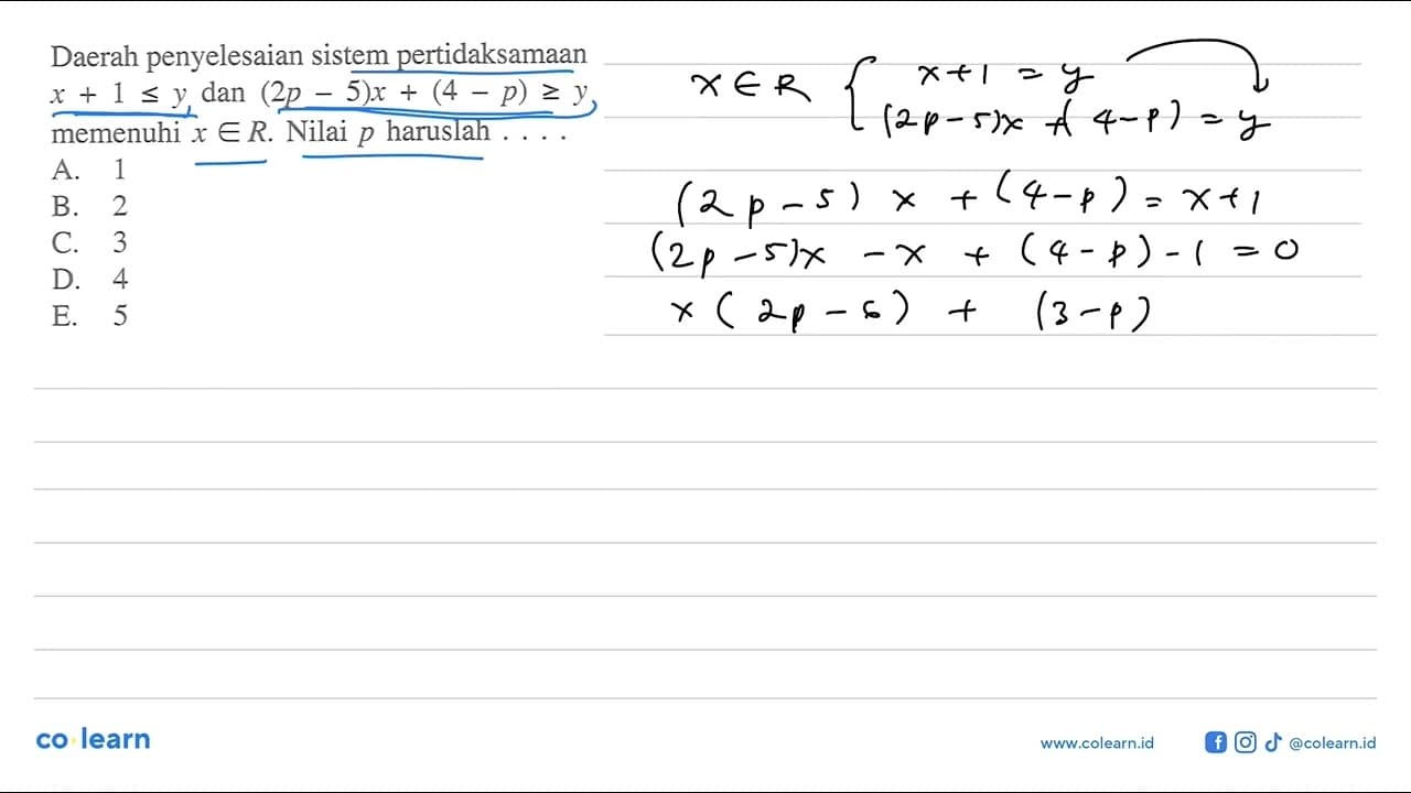 Daerah penyelesaian sistem pertidaksamaan x+1<=y dan