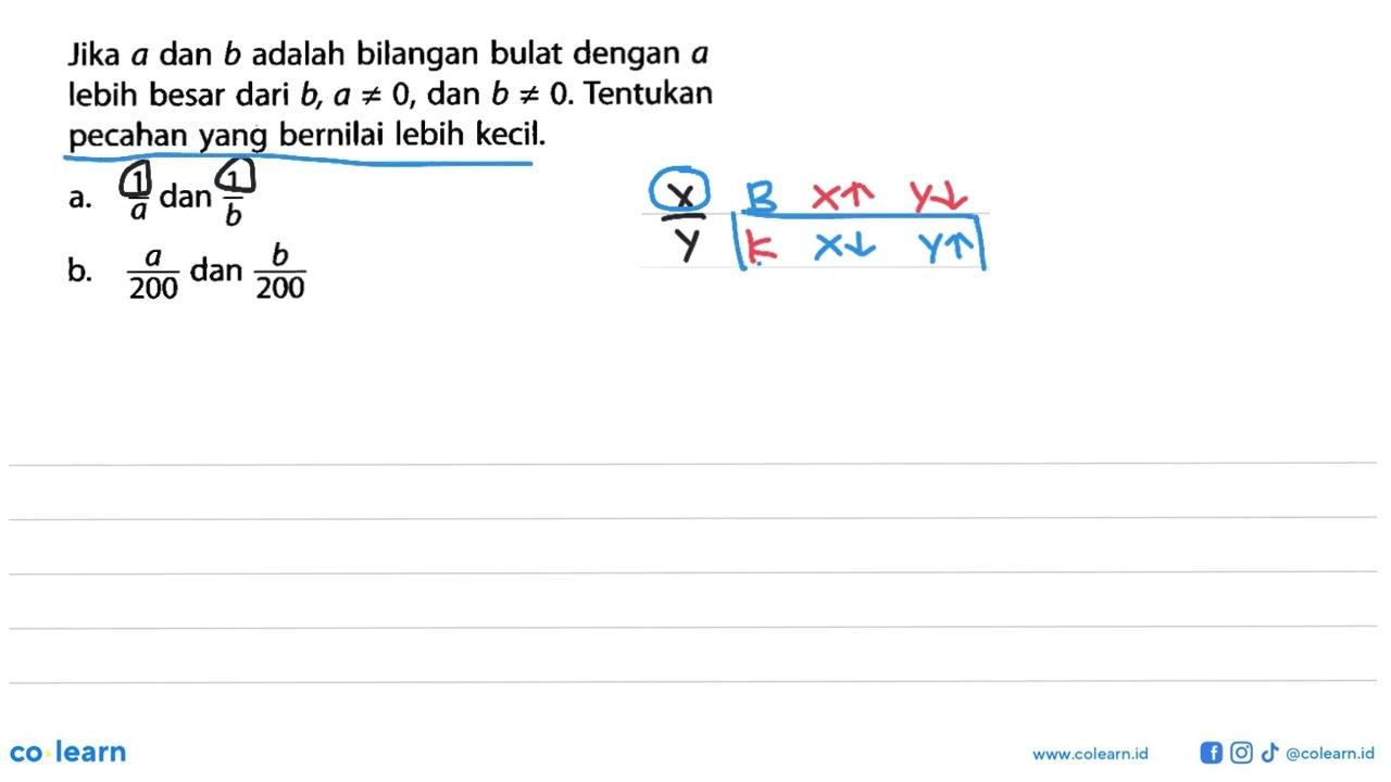 Jika a dan b adalah bilangan bulat dengan a lebih besar