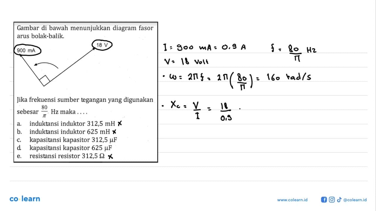 Gambar di bawah menunjukkan diagram fasor arus