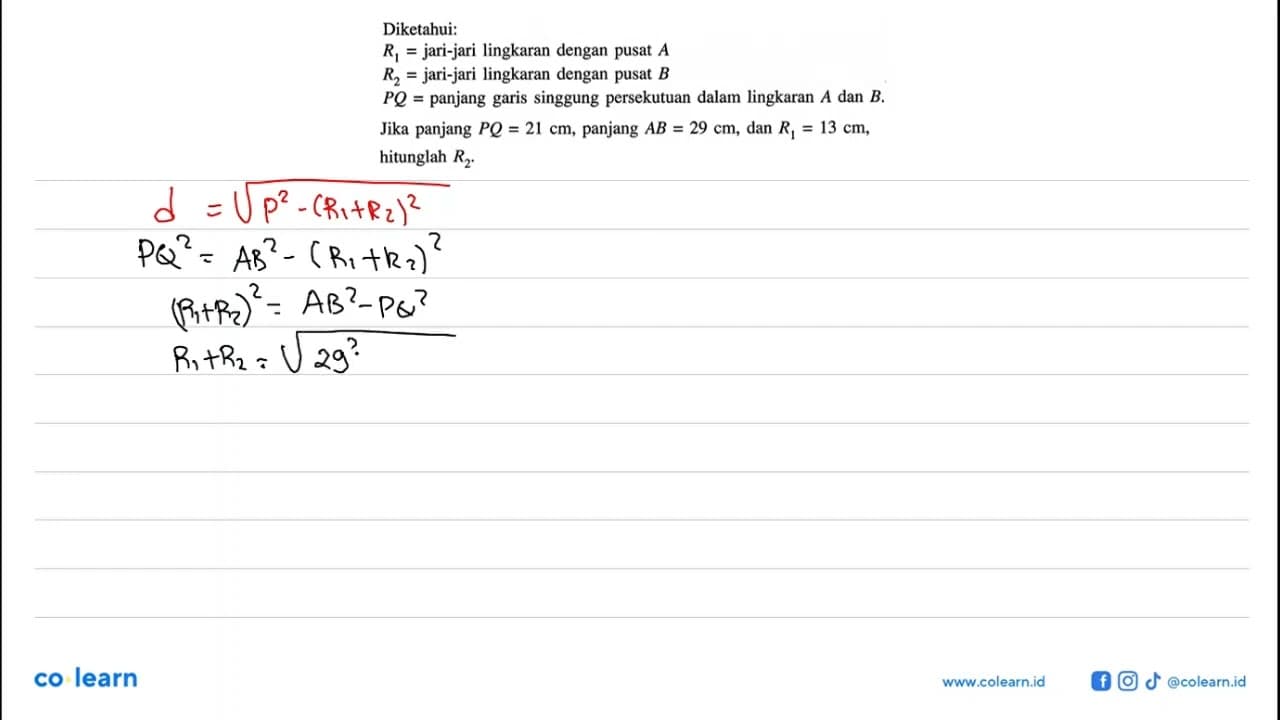 Diketahui: R1=jari-jari lingkaran dengan pusat A