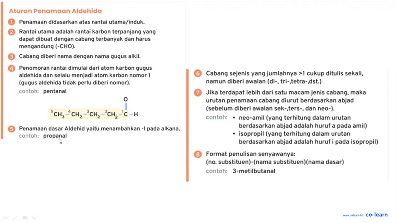 Nama senyawa tersebut adalah ... CH3 CH2 C O H a) propanal