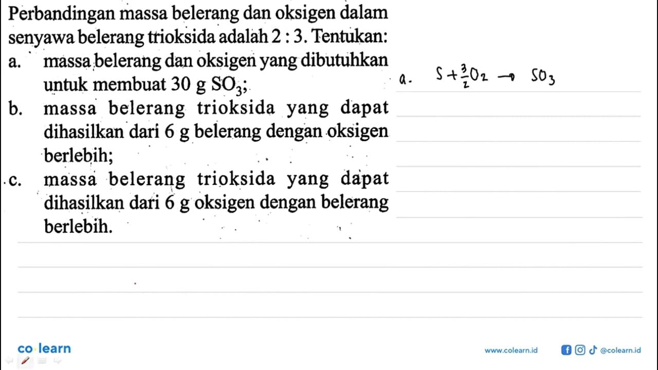 Perbandingan massa belerang dan oksigen dalam senyawa