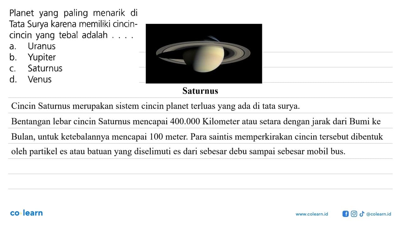 Planet yang paling menarik di Tata Surya karena memiliki