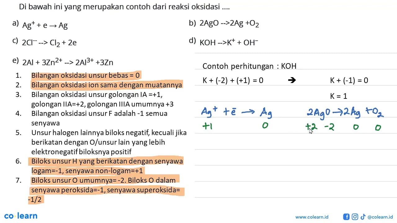 Di bawah ini yang merupakan contoh dari reaksi oksidasi