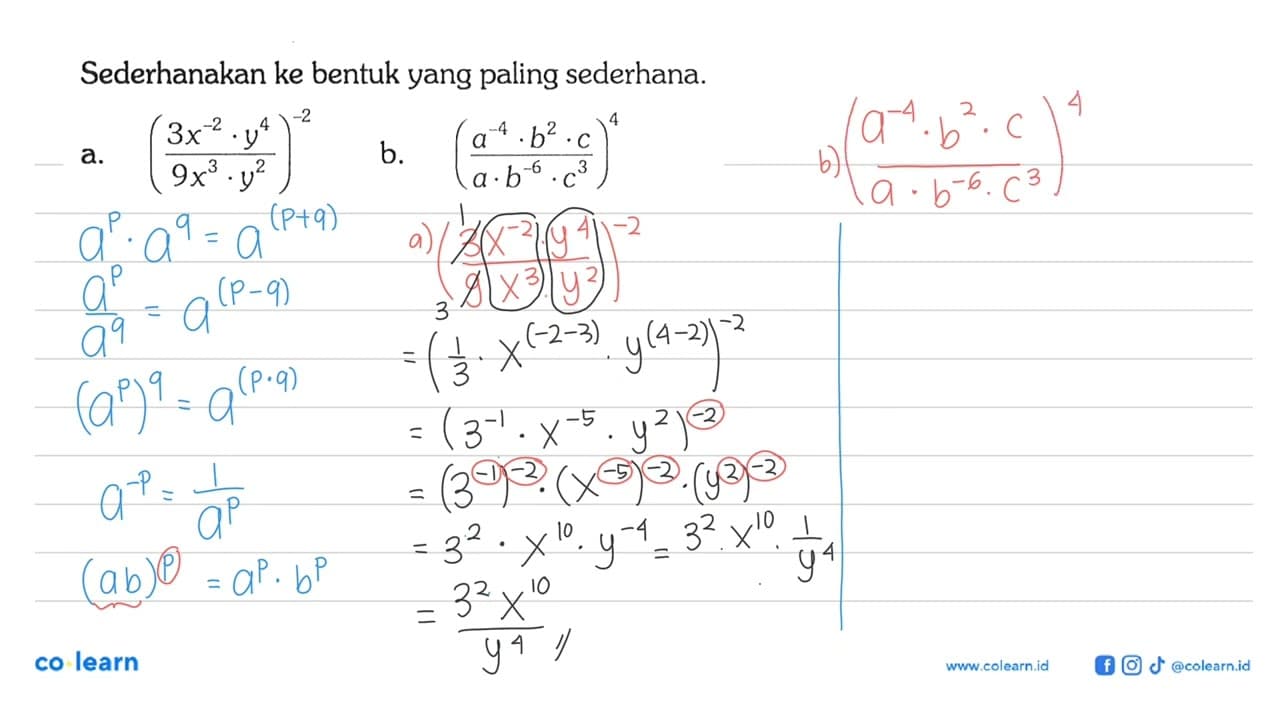 Sederhanakan ke bentuk yang paling sederhana. a. ((3x^(-2)