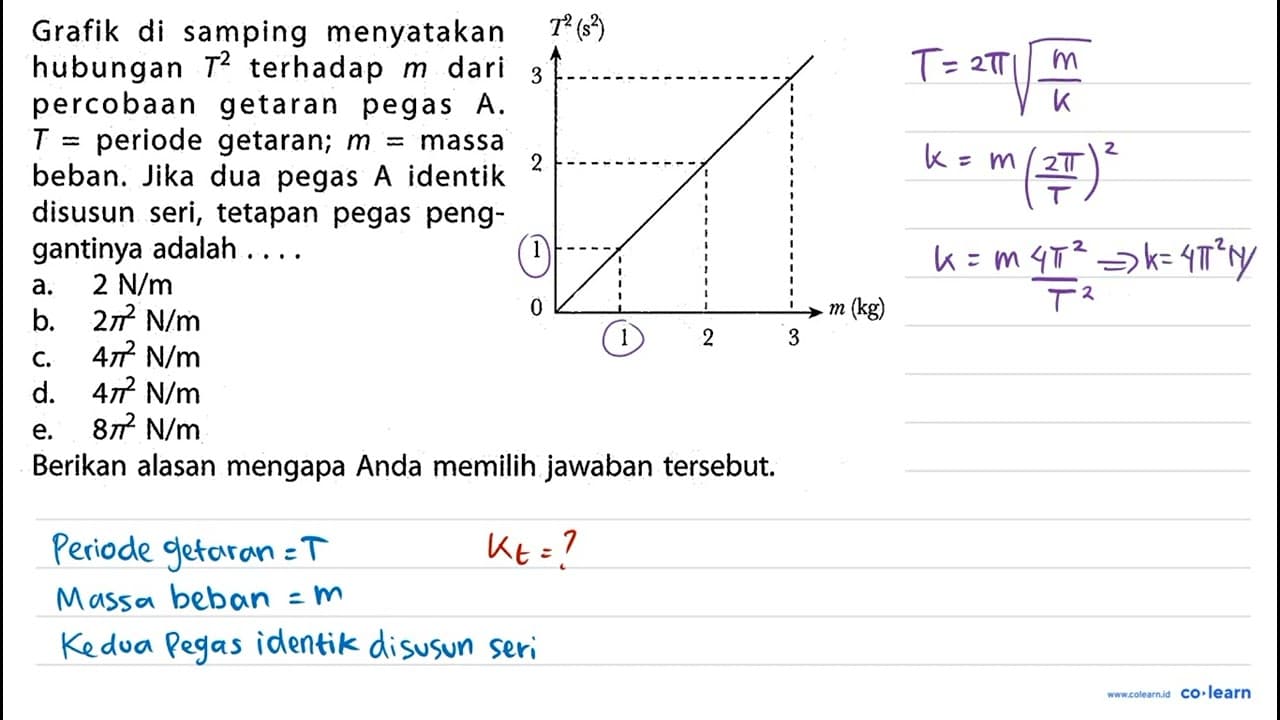 c. 4 pi^(2) ~N / m d. 4 pi^(2) ~N / m e. 8 pi^(2) ~N / m