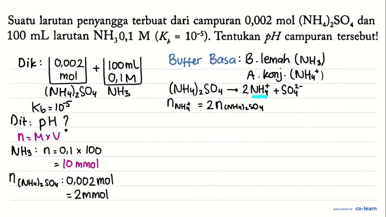 Suatu larutan penyangga terbuat dari campuran 0,002