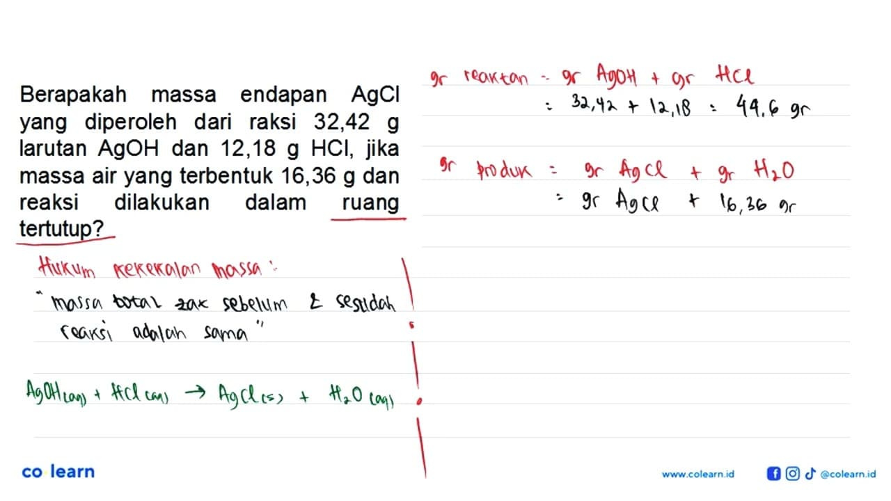 Berapakah massa endapan AgCl yang diperolèh dari reaksi