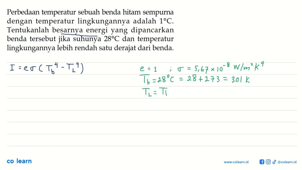 Perbedaan temperatur sebuah benda hitam sempurna dengan