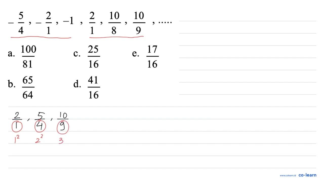 -5/4, -2/1, -1, 2/1, 10/8, 10/9, ....