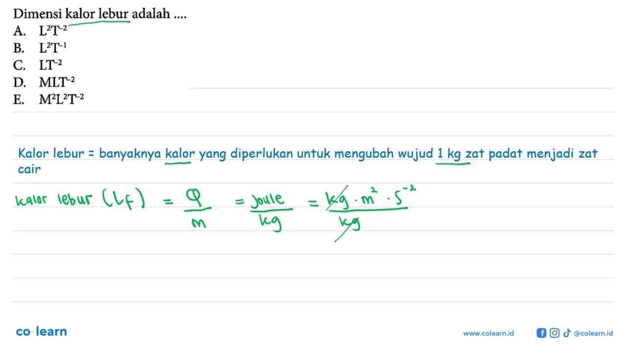 Dimensi kalor lebur adalah....