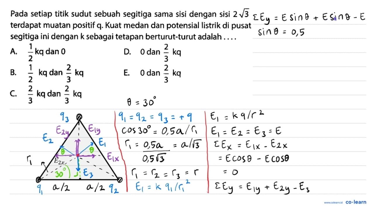 Pada setiap titik sudut sebuah segitiga sama sisi dengan