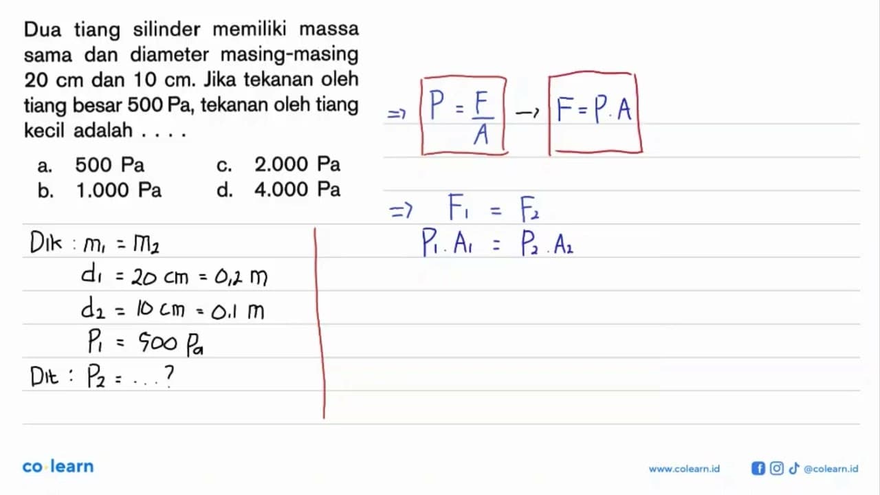 Dua tiang silinder memiliki massa sama dan diameter