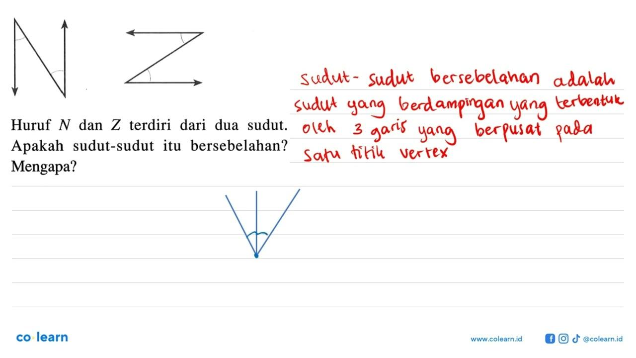 Huruf N dan Z terdiri dari dua sudut. Apakah sudut-sudut