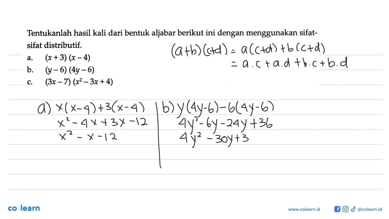 Tentukanlah hasil kali dari bentuk aljabar berikut ini