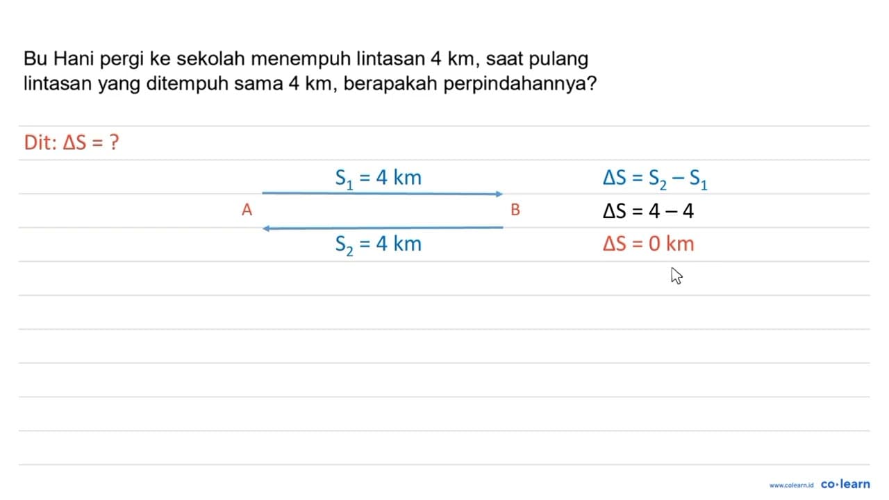 Bu Hani pergi ke sekolah menempuh lintasan 4 km , saat