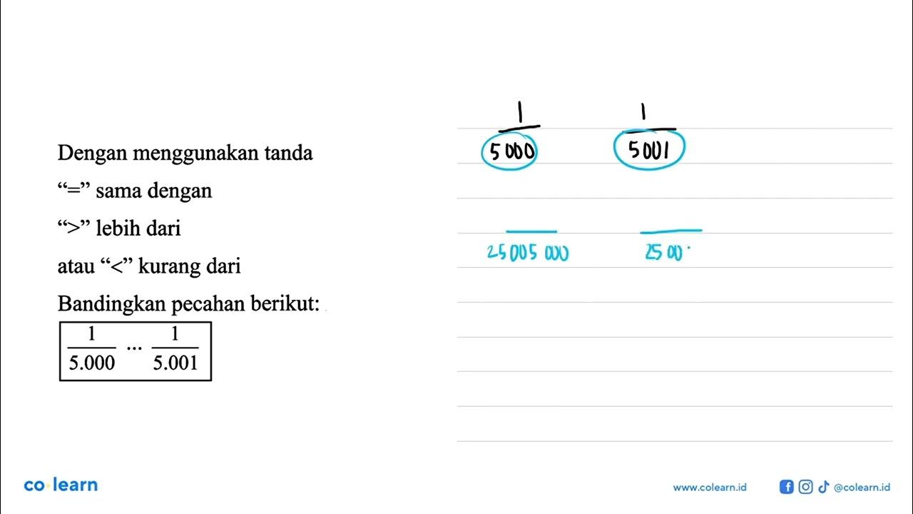 Dengan menggunakan tanda "=" sama dengan ">" lebih dari