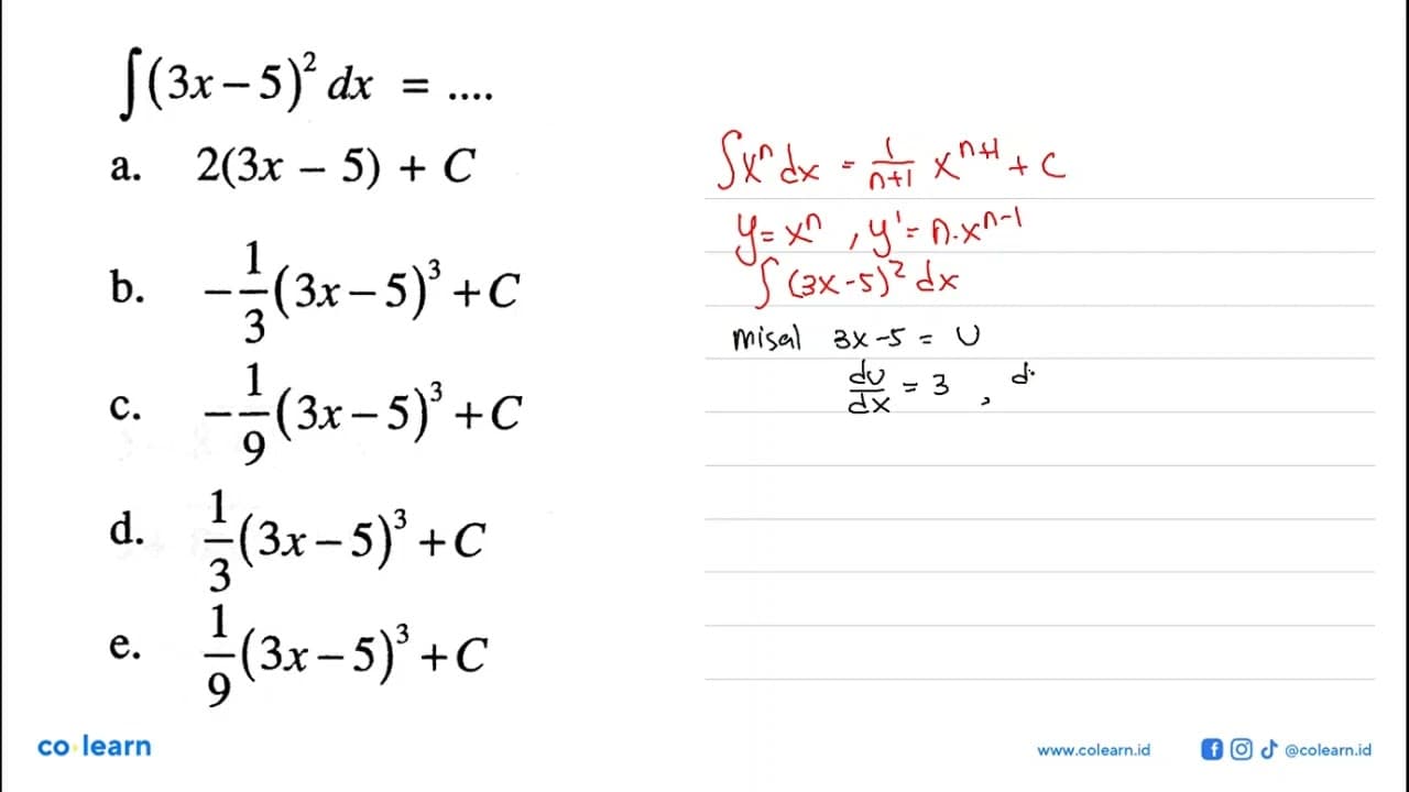 integral (3x-5)^2 dx=...