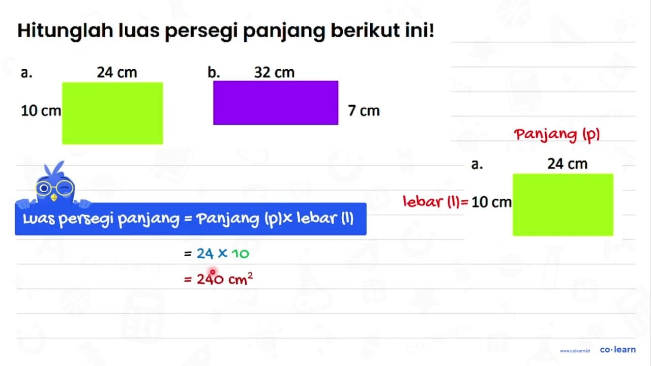 Hitunglah luas persegi panjang berikut ini! a. 24 cm 10 cm