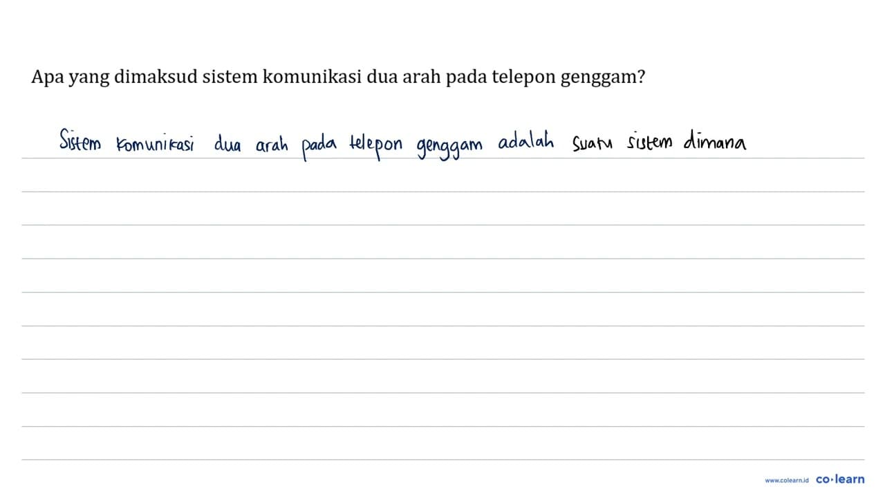 Apa yang dimaksud sistem komunikasi dua arah pada telepon