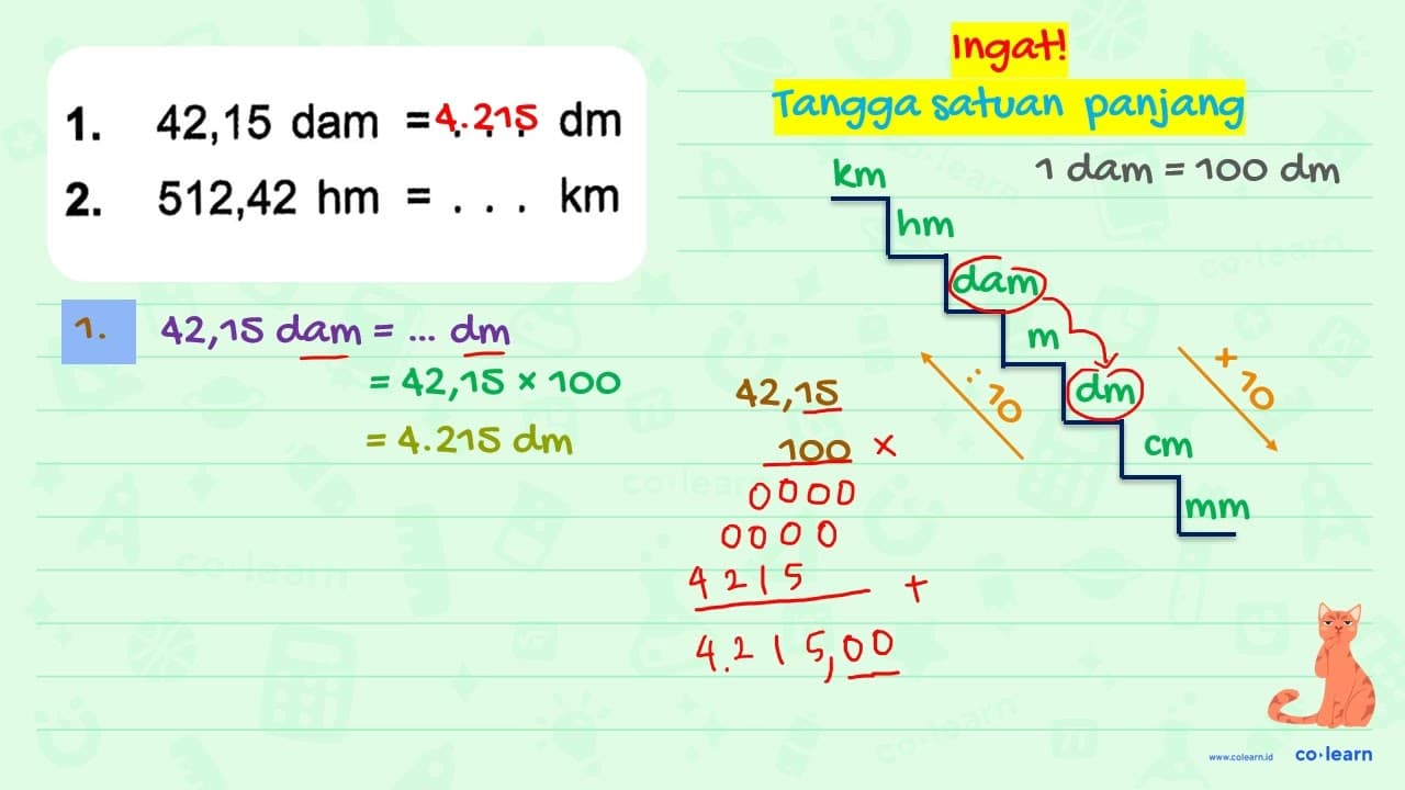 1. 42,15 dam = ... dm 2. 512,42 hm = ... km