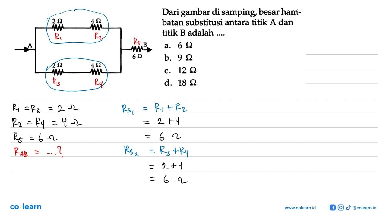 Dari gambar di samping, besar hambatan substitusi antara