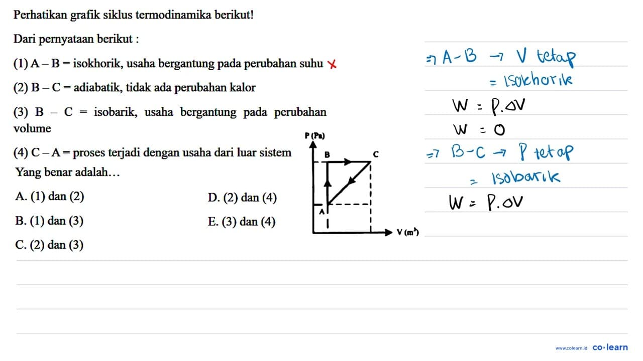 Perhatikan grafik siklus termodinamika berikut! Dari