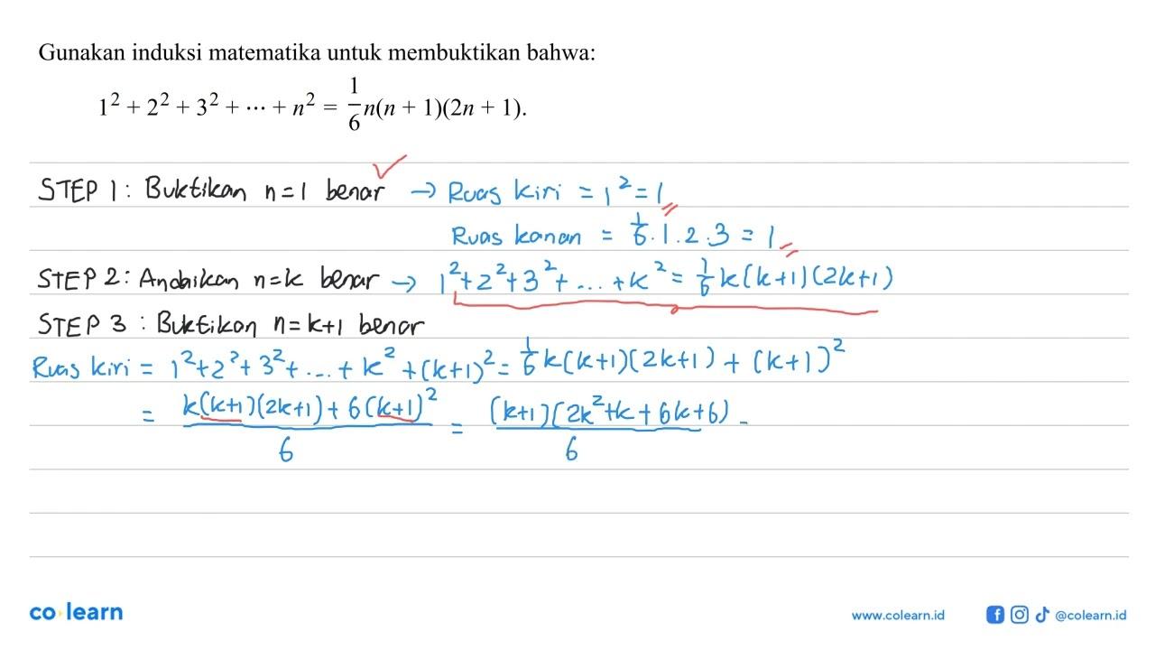 Gunakan induksi matematika untuk membuktikan bahwa: