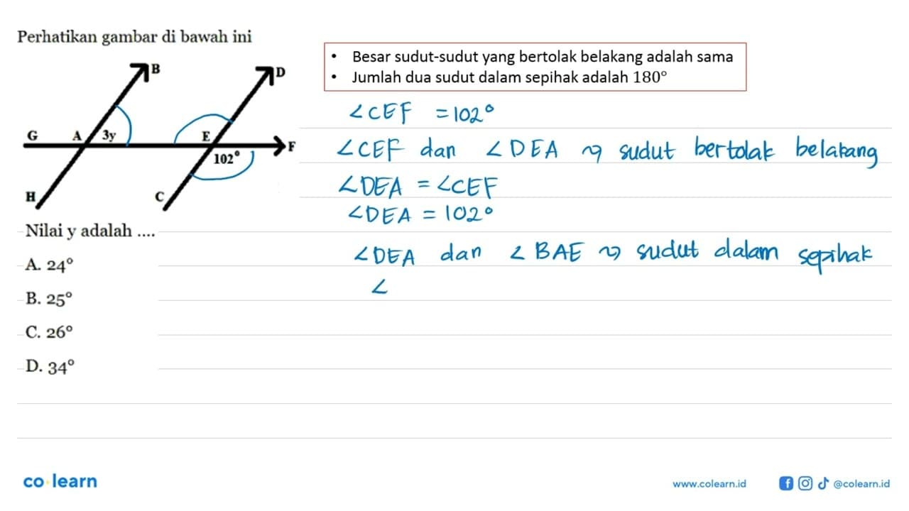 Perhatikan gambar di bawah ini! 102 3y Nilai y adalah