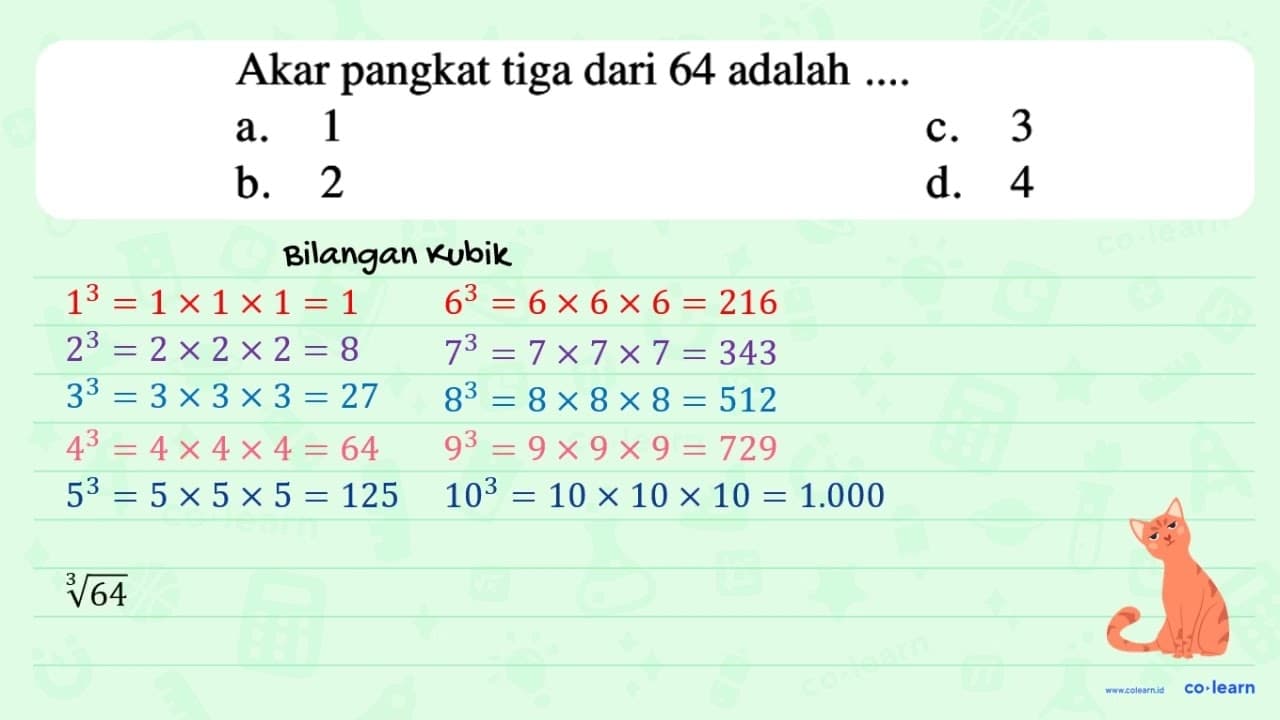 Akar pangkat tiga dari 64 adalah