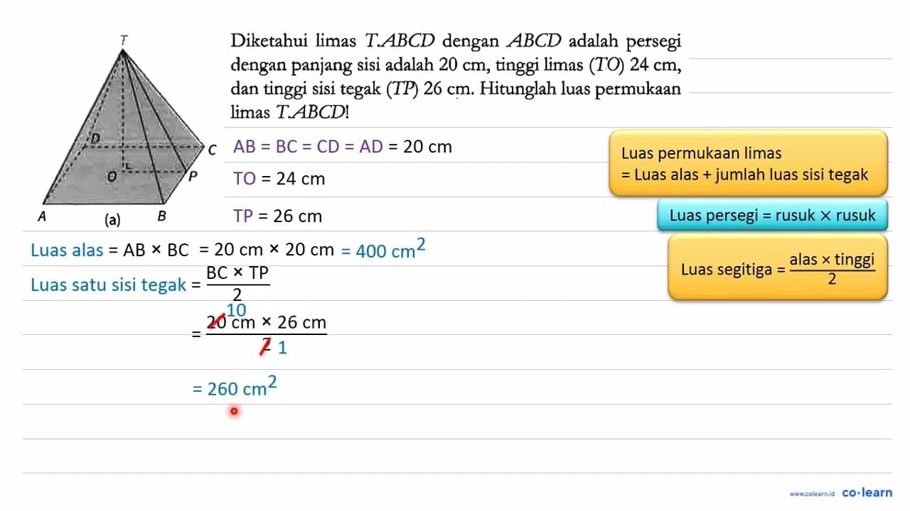 Diketahui limas T.ABCD dengan ABCD adalah persegi dengan