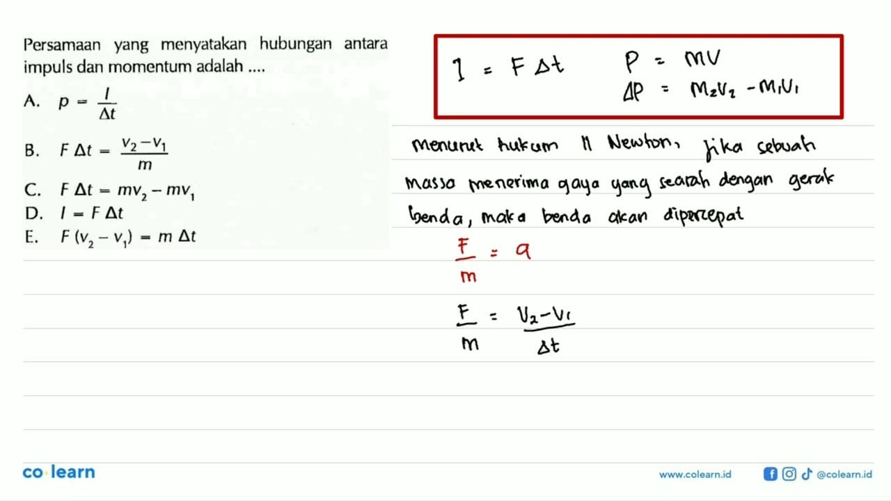 Persamaan yang menyatakan hubungan antara impuls dan